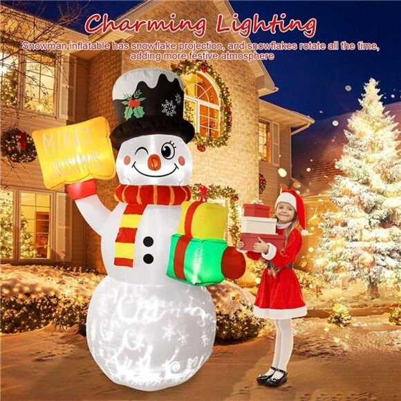 5.9FT Inflatable Snowman Christmas Decoration with LED Light and Music - Picture 3 of 6